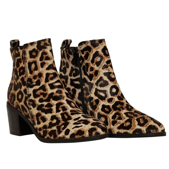 LEOPARD Genuine Cowhide & Leather Bootie TREND ankle boot used - Picture 3 of 14